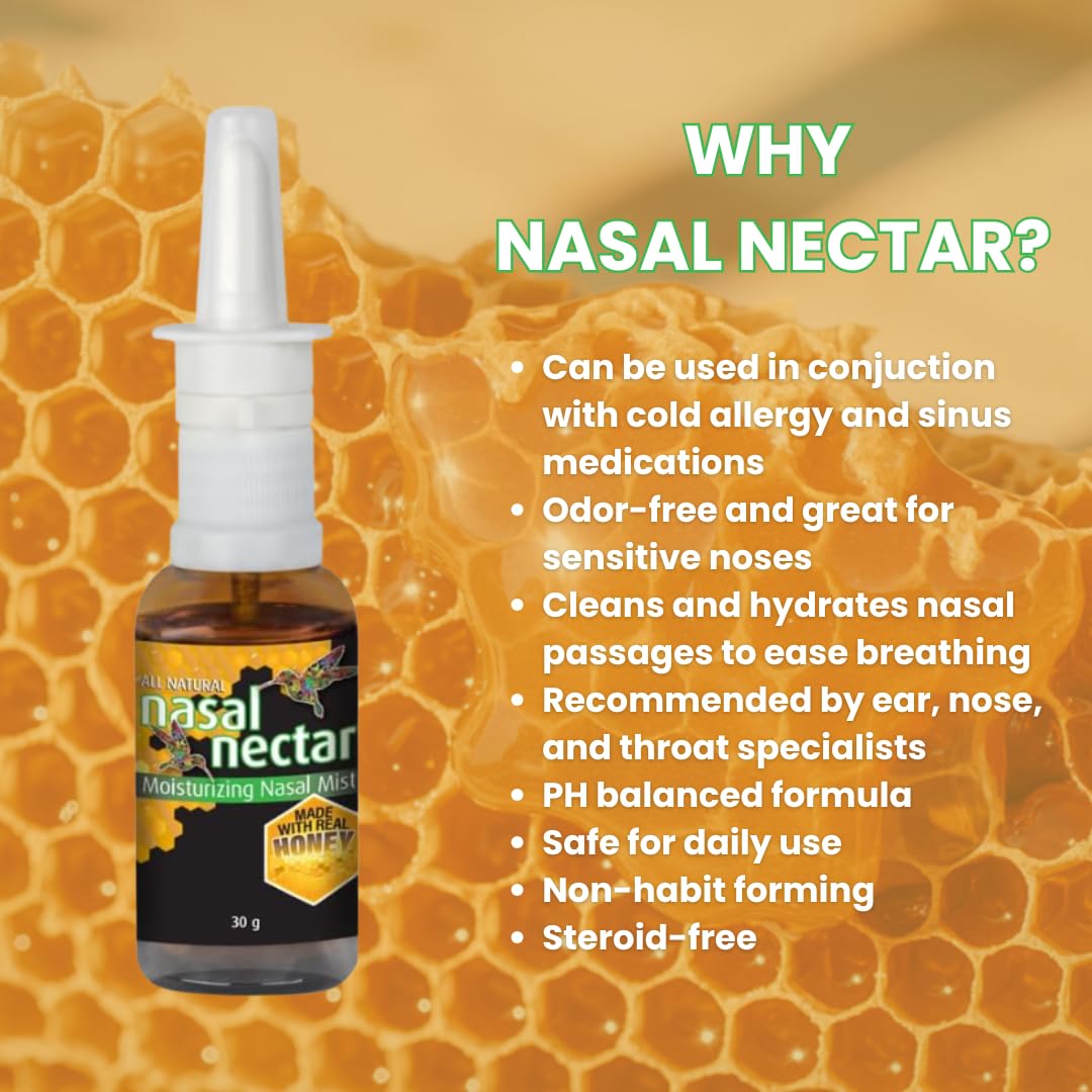 NaturePro Nawilżająca mgiełka do nosa, całkowicie naturalna, 28 g dla suchości nosa zawiera prawdziwy miód