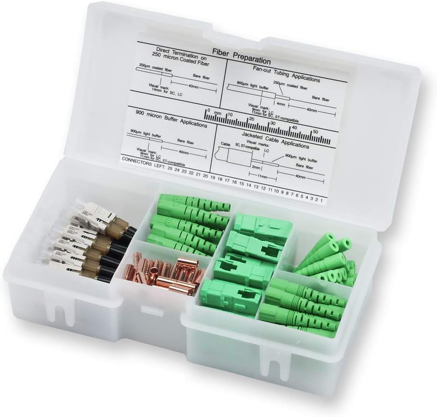 Corning/Evolant Optisnap SC 900um Fiber Optic Connector, APC Polish, Organizer Pack of 25 OSNP-SCA-900-Z