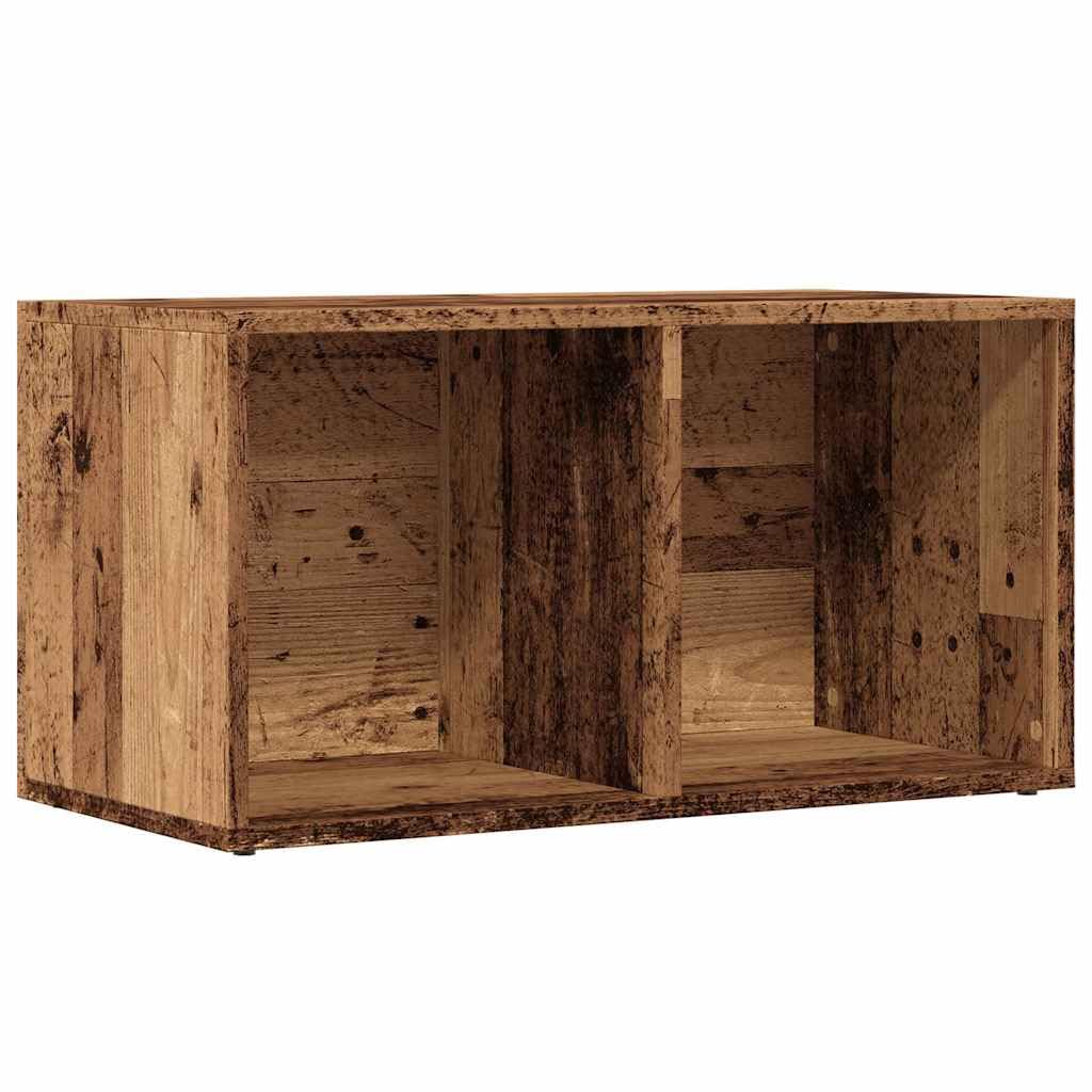 Scatola per vinili, effetto legno anticato, 69,5 x 34 x 36 cm, robusta scatola per LP in legno con 2 scomparti, grande scatola per dischi e versatile armadio in vinile per soggiorno e ufficio