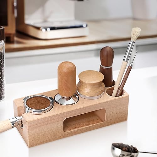 Miniatura 5 de Soporte de madera para filtro de café, soporte para manipulación de café de madera, soporte de alfombrilla de manipulación de espresso de madera,