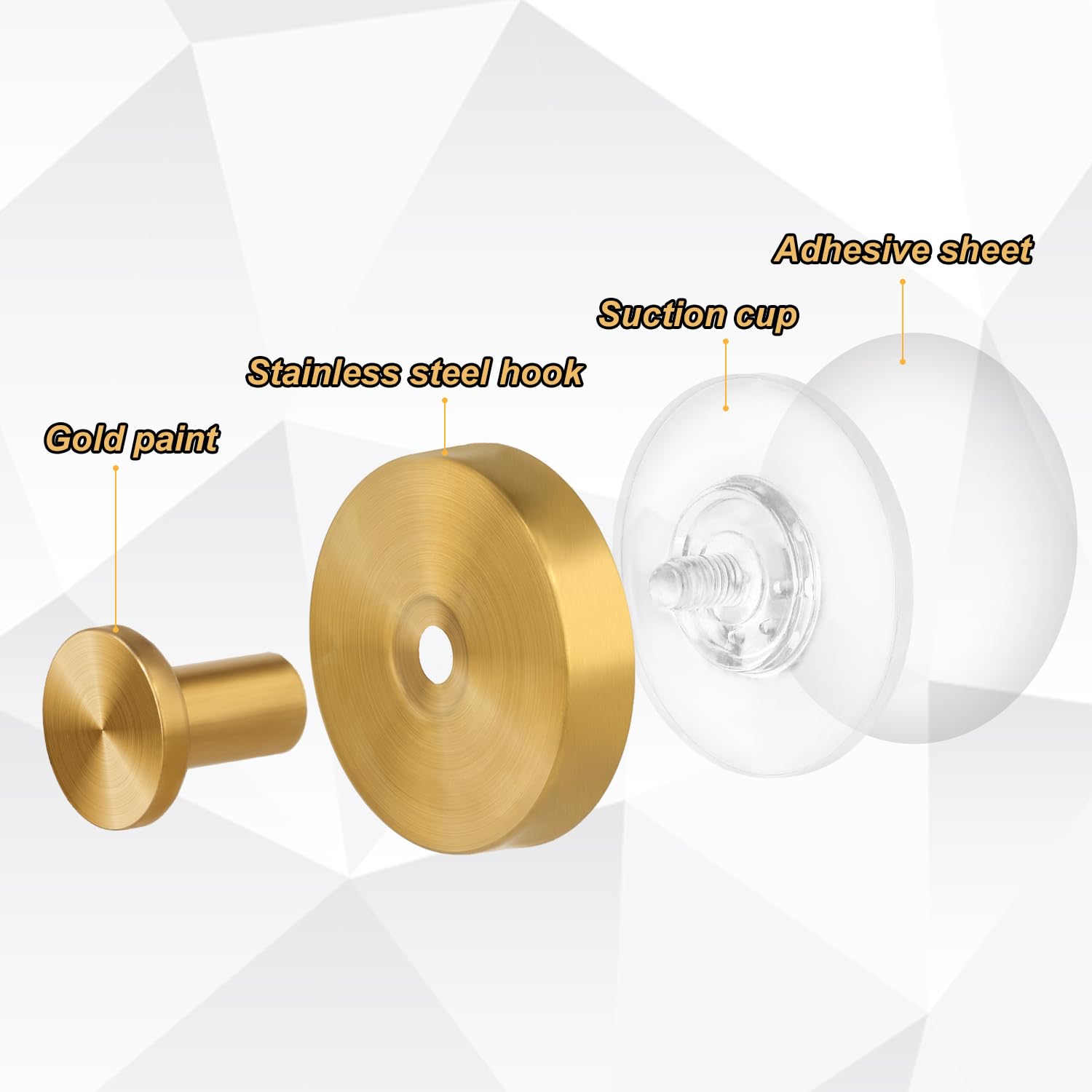 Ganci A Ventosa In Acciaio Inox Dorato Per Bagno E Cucina – Set Da 2, Adesivi Riutilizzabili Per Superfici Lisce