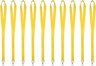 Karteo - Cordón con mosquetón, color amarillo [10 unidades] Lanyard sin imprimir para tarjetas de identificación, tarjetas de acceso