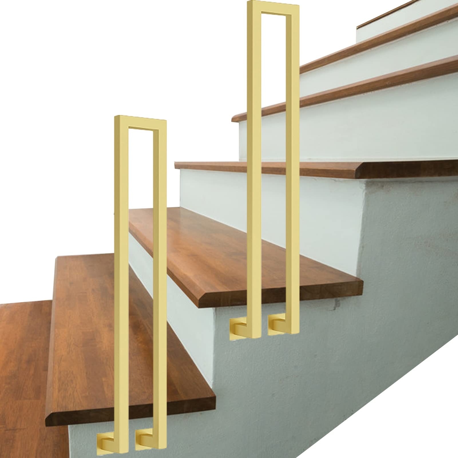 Meiiron U-Shaped Staircase Handrails, Outdoor/Indoor Steps Stair Railing, 35-100cm Corridor Stair Railing, Load 200LBS, Anti-Slip Safety Approach Railing - Gold / 1Pc (Size : 55cm(21.6"))