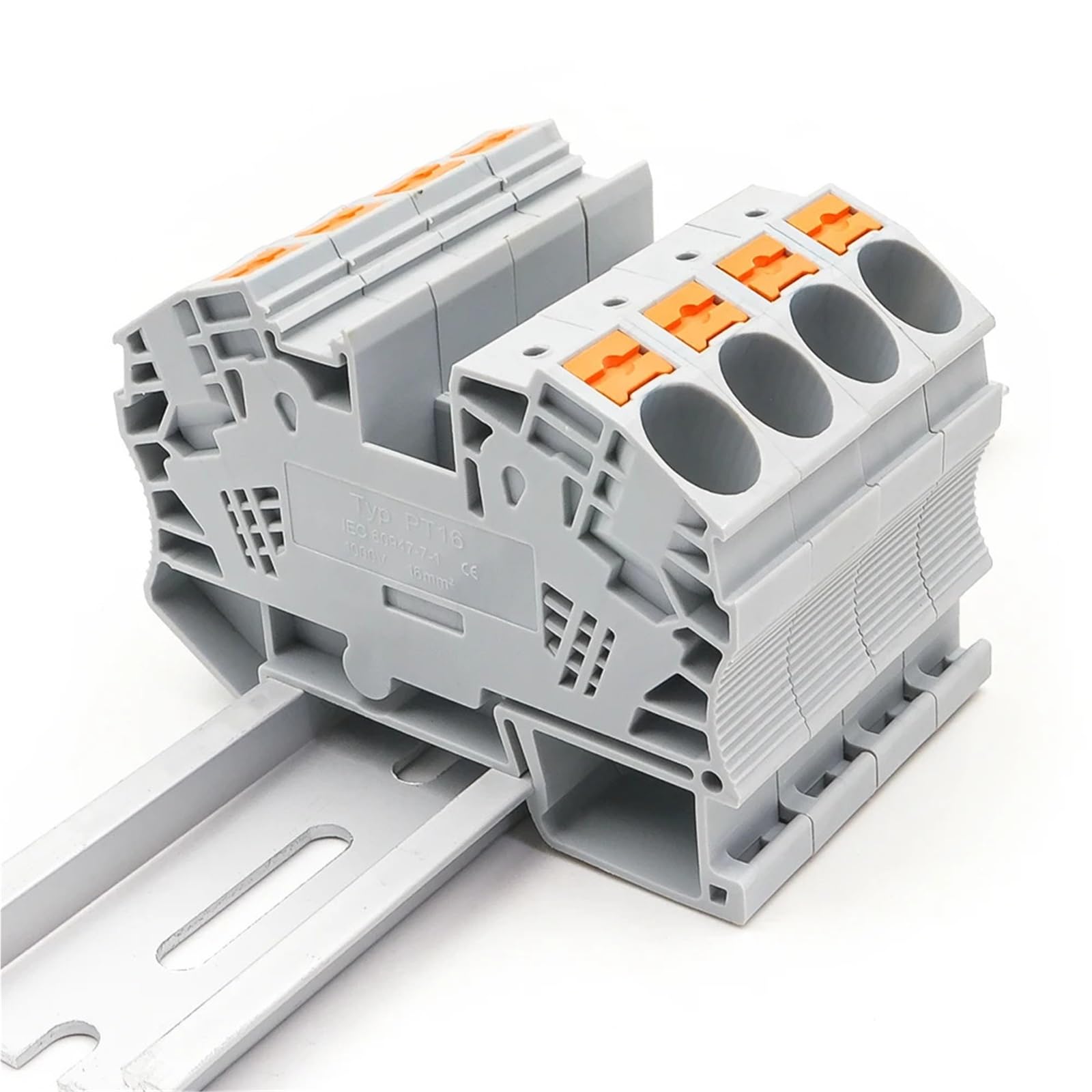 Morsettiera a molla PT 16 da 10 pezzi, 16 mm², guida DIN, cablaggio elettrico ad alta capacità, uso industriale