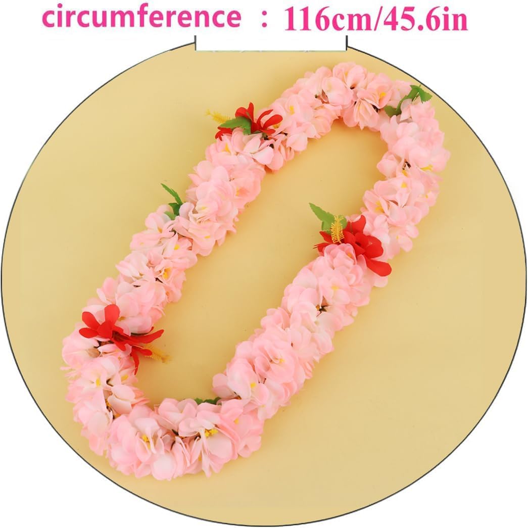 1PCS Luxury Necklaces Hawaiian Leis Tropical Flower Lei Graduation Hawaiian Lei Summer Beach Garland Thick Hawaii Luau Party Favors Decor Holiday Wedding Birthday Party Supplies (12,Hawaiian Leis) image 2