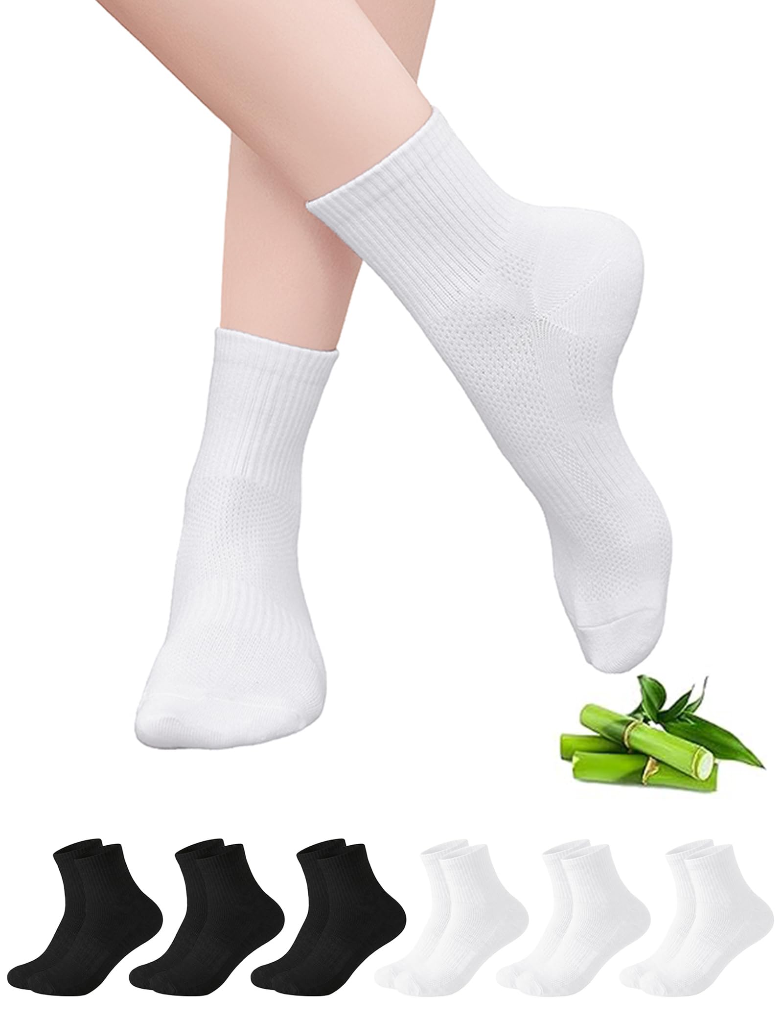 Briyat Sneaker Socken Damen Herren Tennissocken Hautfreundlich Und Bequem | 35-46 Bambus Quarter Socken,Sportsocken,Atmungsaktive Laufsocken,Running Socks,Knöchelsocken,Alltag Sport,6 Paar Geschenkbox