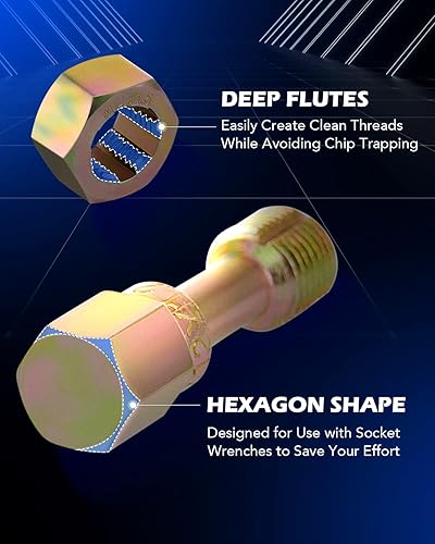 Miniatura 6 de Orion Motor Tech Juego de 15 piezas de cazador de roscas métricas, kit de reparación de rosca maestra, incluye 7 grifos, 7 troqueles, 1 lima de