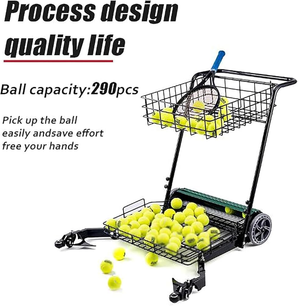 Raccoglitore di palline da tennis, contiene 290 palline, facile da raccogliere per campo e palestra, attrezzatura da allenamento