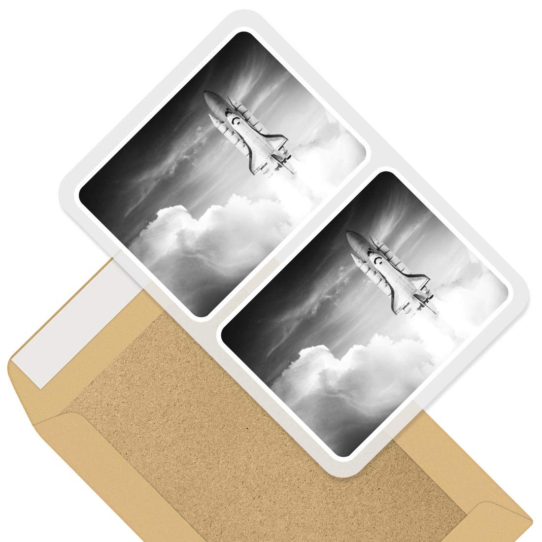 Rectangle Stickers (Set of 2) 10cm - Space Shuttle Rocket Space NASA Fun Decals for Laptops,Tablets,Luggage,Scrap Booking,Fridges, #40888