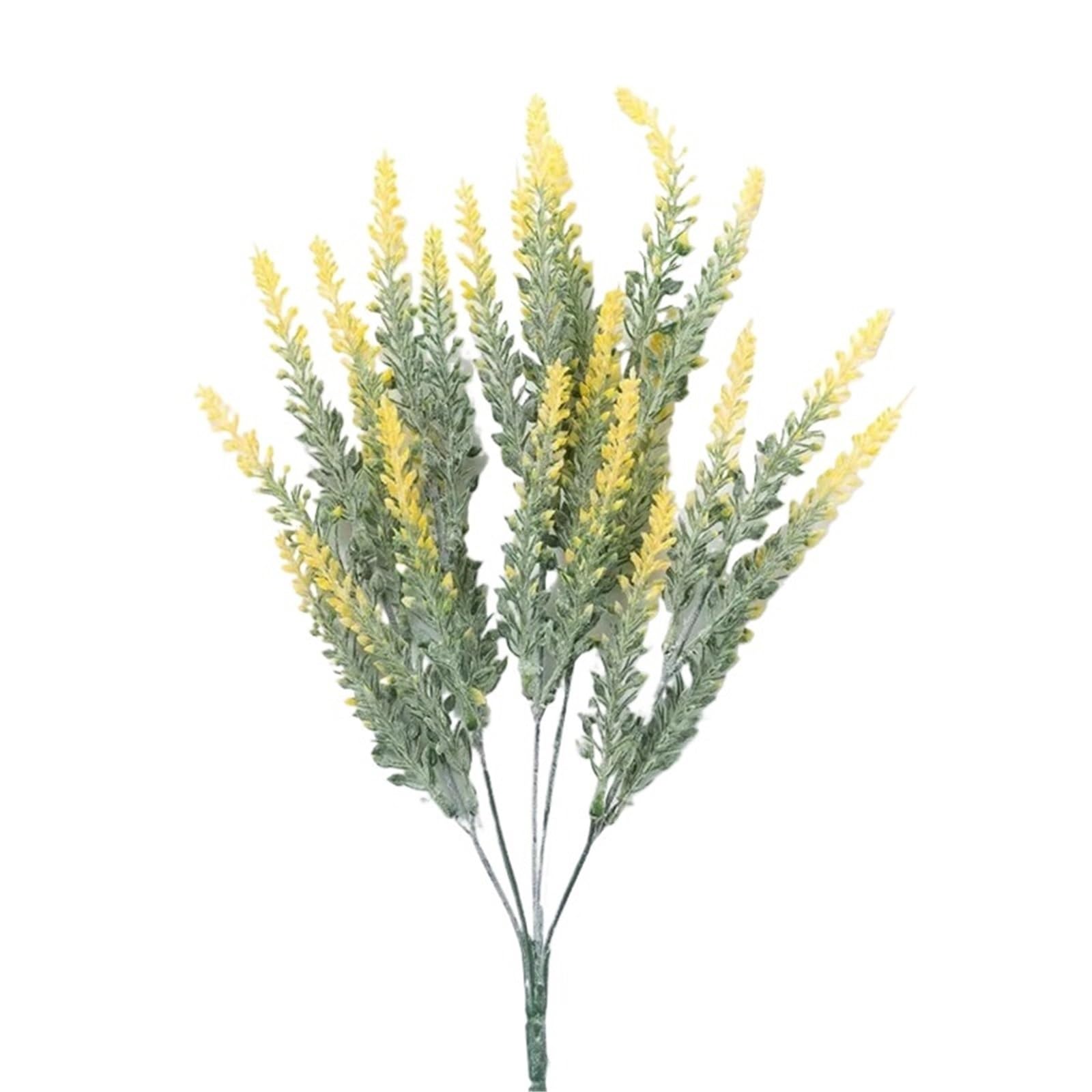 Dcrxz Artificial Flowers 20pcs Lavender Plastic Artificial Flowers False Plants Wedding Home Outdoor Garden Decoration Table Decoration(Yellow)
