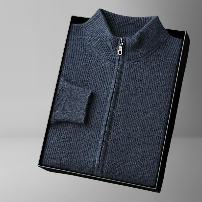 Jersey para hombre contra el frío suéter de punto grueso con cremallera 4