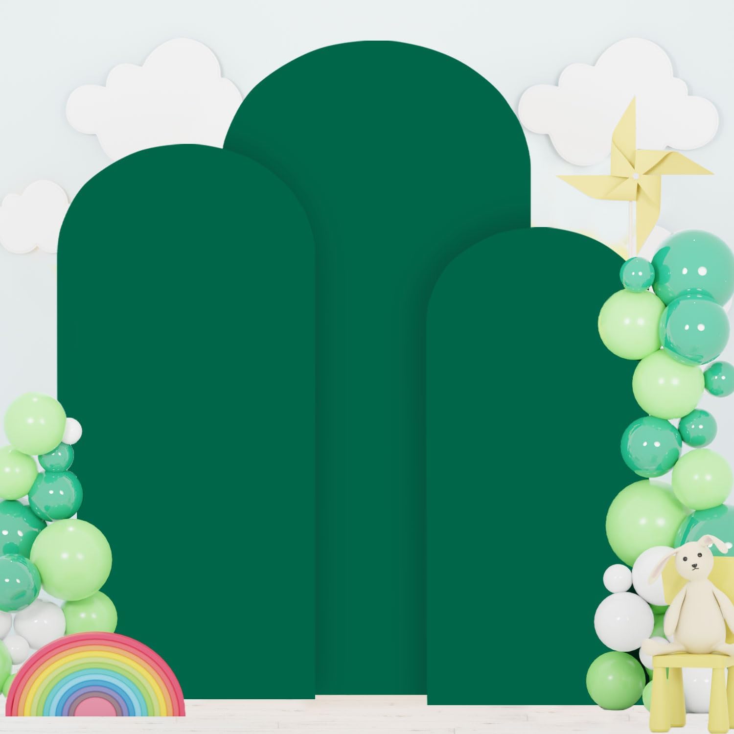 FOTSHARER Green Arch Cover Set of 3 Arch Spandex Cover Wedding Arch Covers Stretchy Backdrop Spandex Fitted Arch Backdrop Cover 4 5 6 FT Chiara Arch Frame Cover Dark Green Arch Covers Fabric for Party
