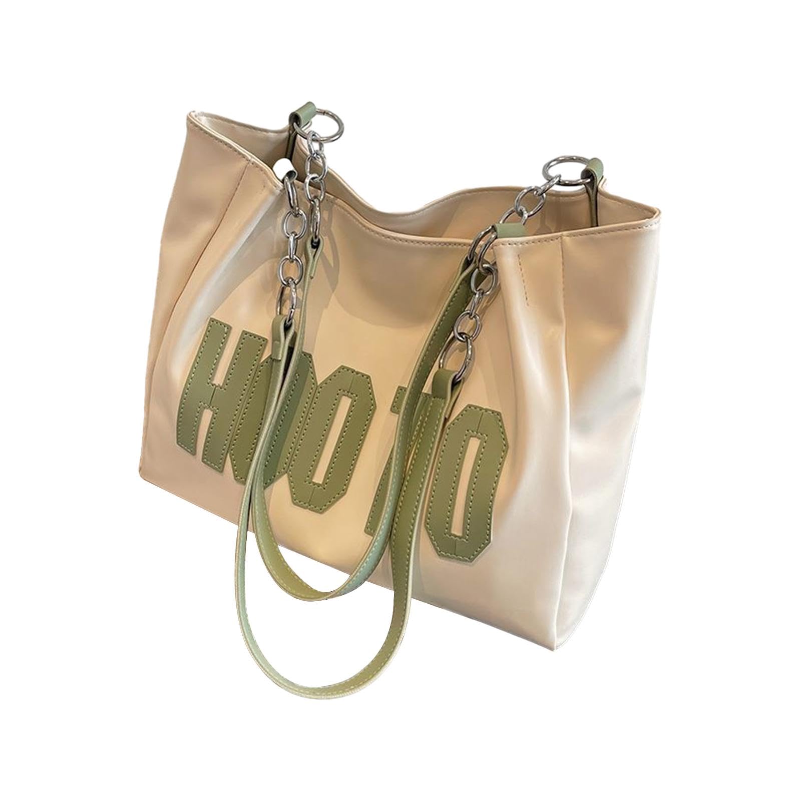 secret desire Fashion Tote Bag Female Casual Underarm Bag Outdoor Green Stylish Large Capacity Women's Fashionable Shoulder Bag with Chain Straps and Lettering-picture-29