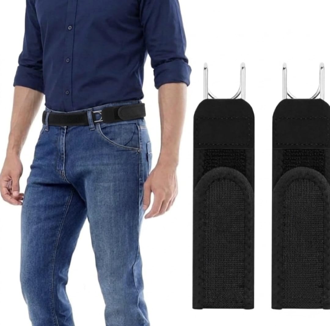 Buckleless Belt Hook Tactical Metal Hook Elastic Belt Unisex Buckle-Less Invisible Waist Belts for Work & Edc-image-48