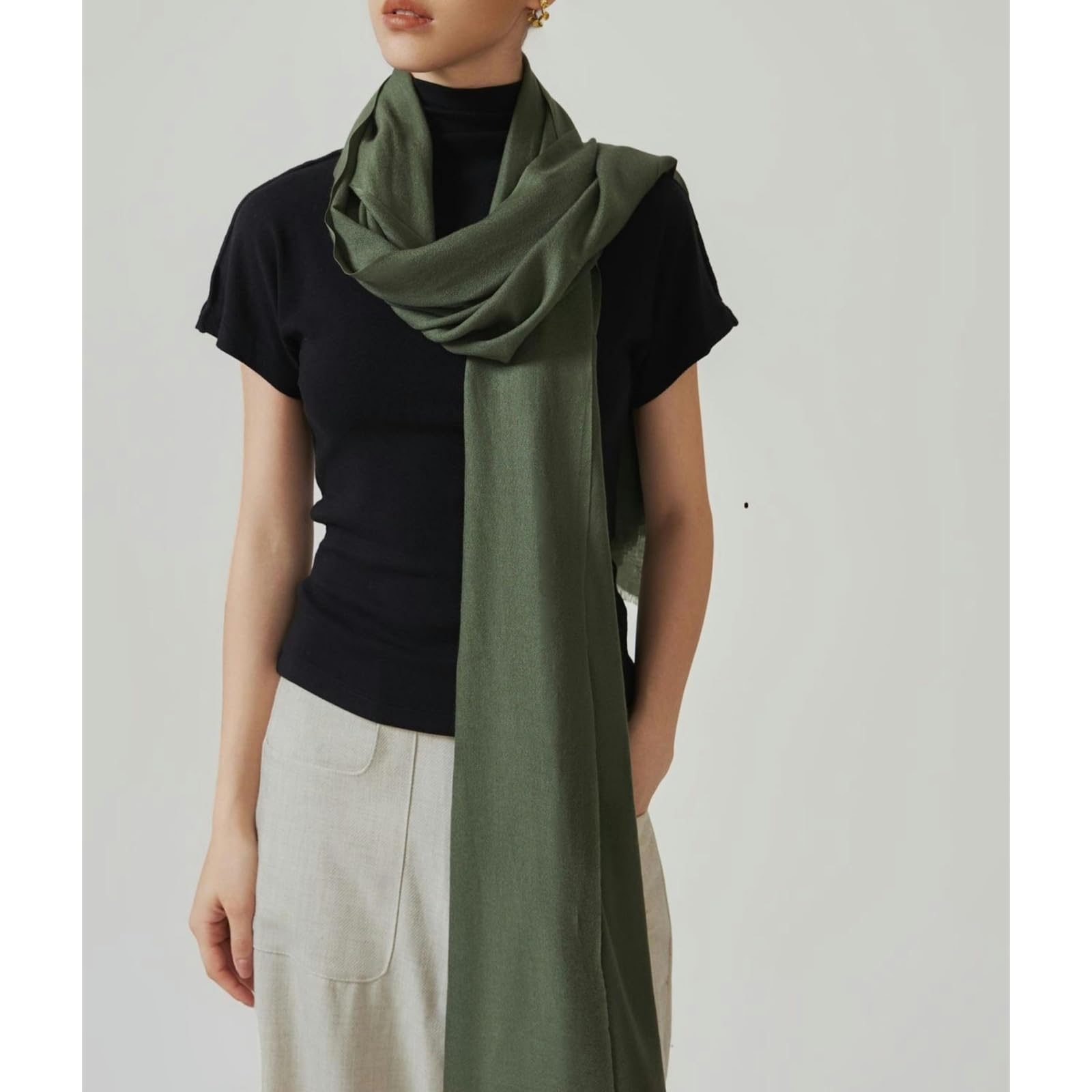 Sciarpa Donna in Imitazione Lana Autunno e Inverno, Sciarpa Quadrata in Filato Ultra Sottile Solubile in Acqua, Scialle da Donna Semplice-Rosso 190 * 70cm; 110g