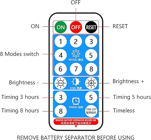 Miniatura 7 de UT - Tira de luces LED solares para exteriores, 16.4 pies, 280 LED, tira LED de luz azul con 8 modos de iluminación IP67 impermeable 2835 SMD cuerda