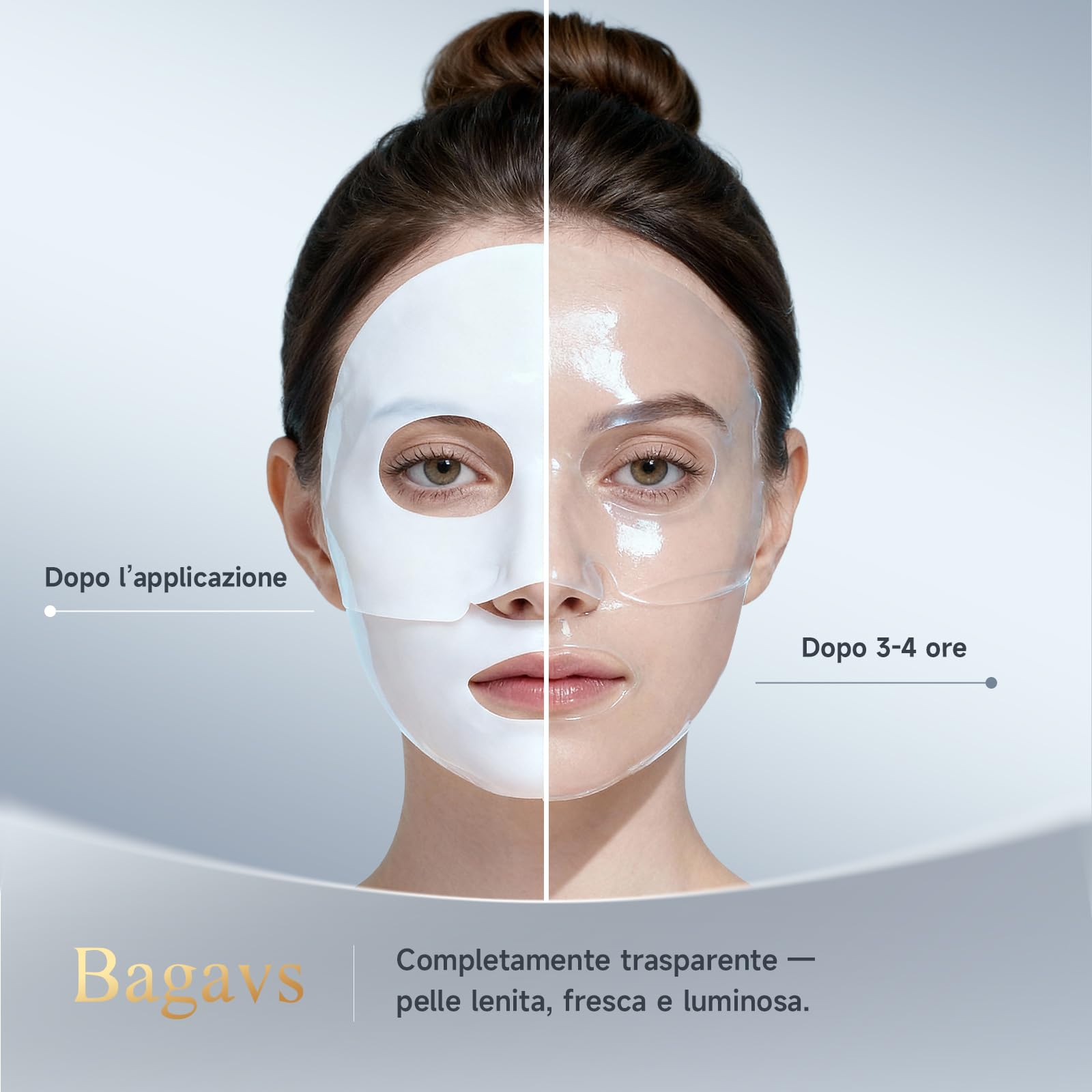 Bagavs Maschera Viso Bio-Collagene e Bava di Lumaca, Maschera Illuminante Idratante Lenitiva e Nutriente per Pelle Luminosa, Confezione da 4 - 5
