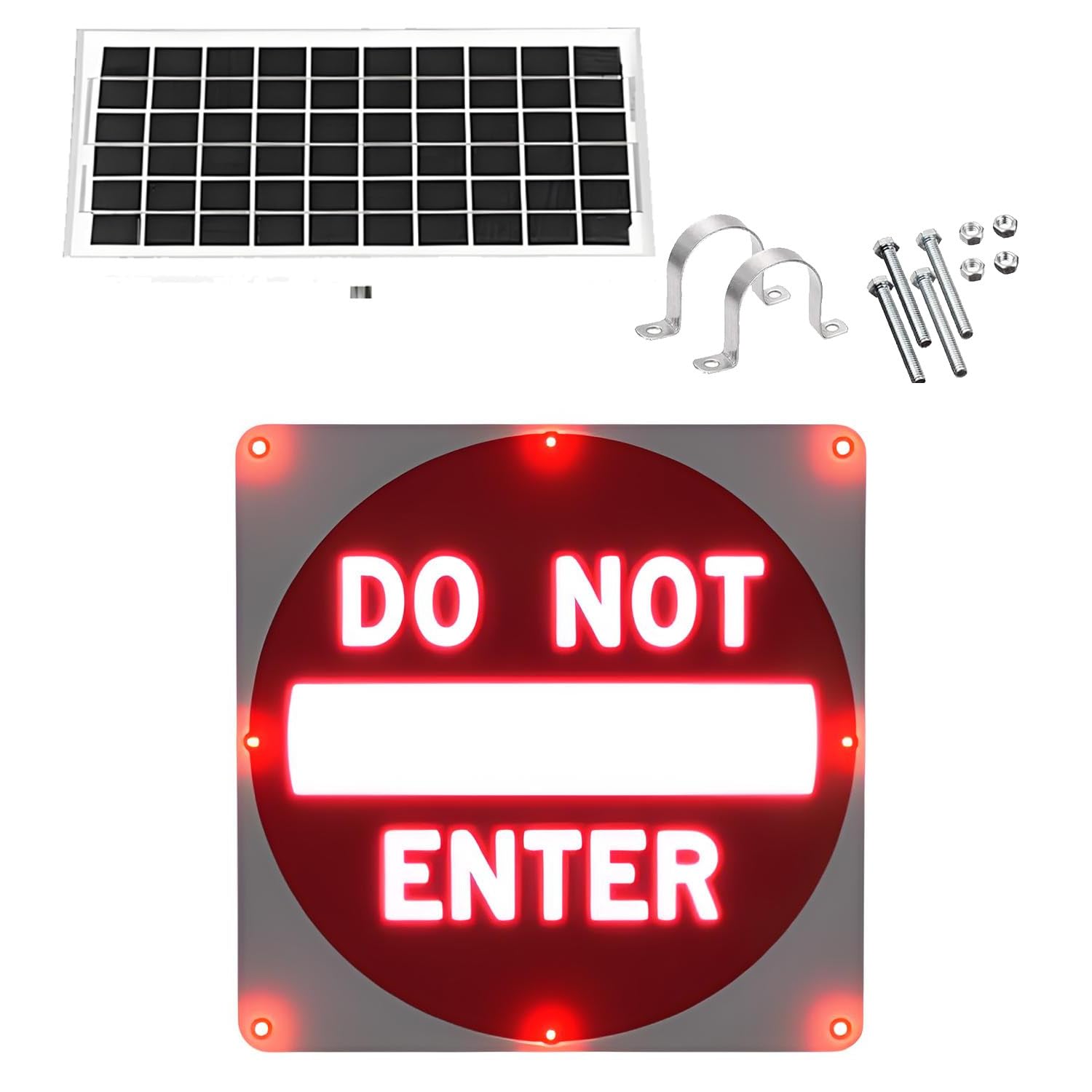 Segnaletica di divieto di accesso a LED lampeggiante, segnaletica di divieto di accesso in alluminio antiruggine con alimentazione solare, 8 LED, pellicola riflettente di livello ingegneristico 30in
