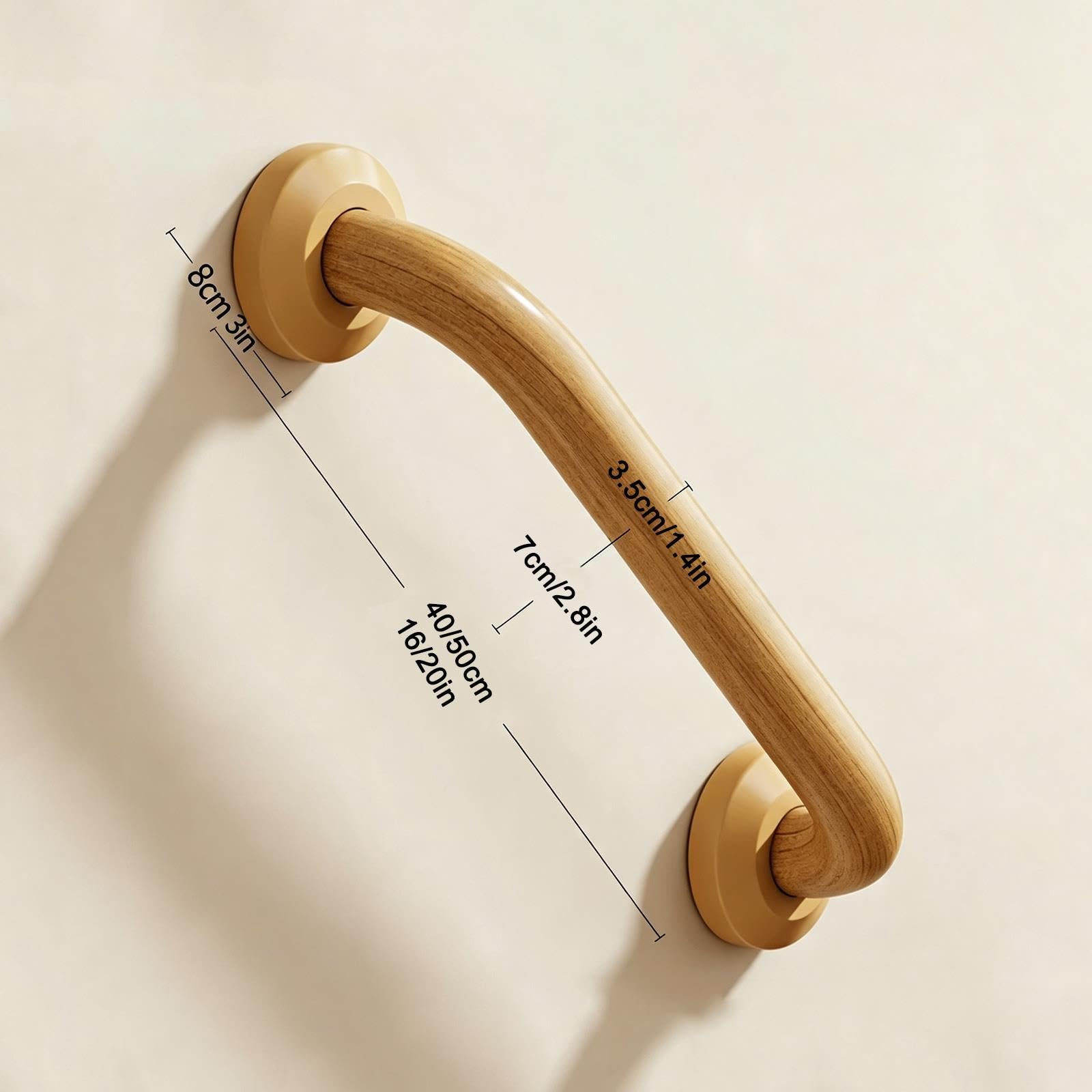 Maniglione Bagno, Maniglia di Sicurezza a Muro Antiscivolo | Alluminio, Impugnatura Resina, Acciaio inox 304, Antiscivolo per Anziani e Gestanti(Yellow,40cm/16in)