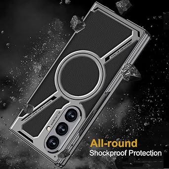 Magnetic for Samsung Galaxy Z Fold 7 5G Leather Case,[Compatible with Wireless Charging] Business Luxury PU Leather Shockproof Protective Slim Phone Cover for Samsung Galaxy Z Fold 7 (Black)