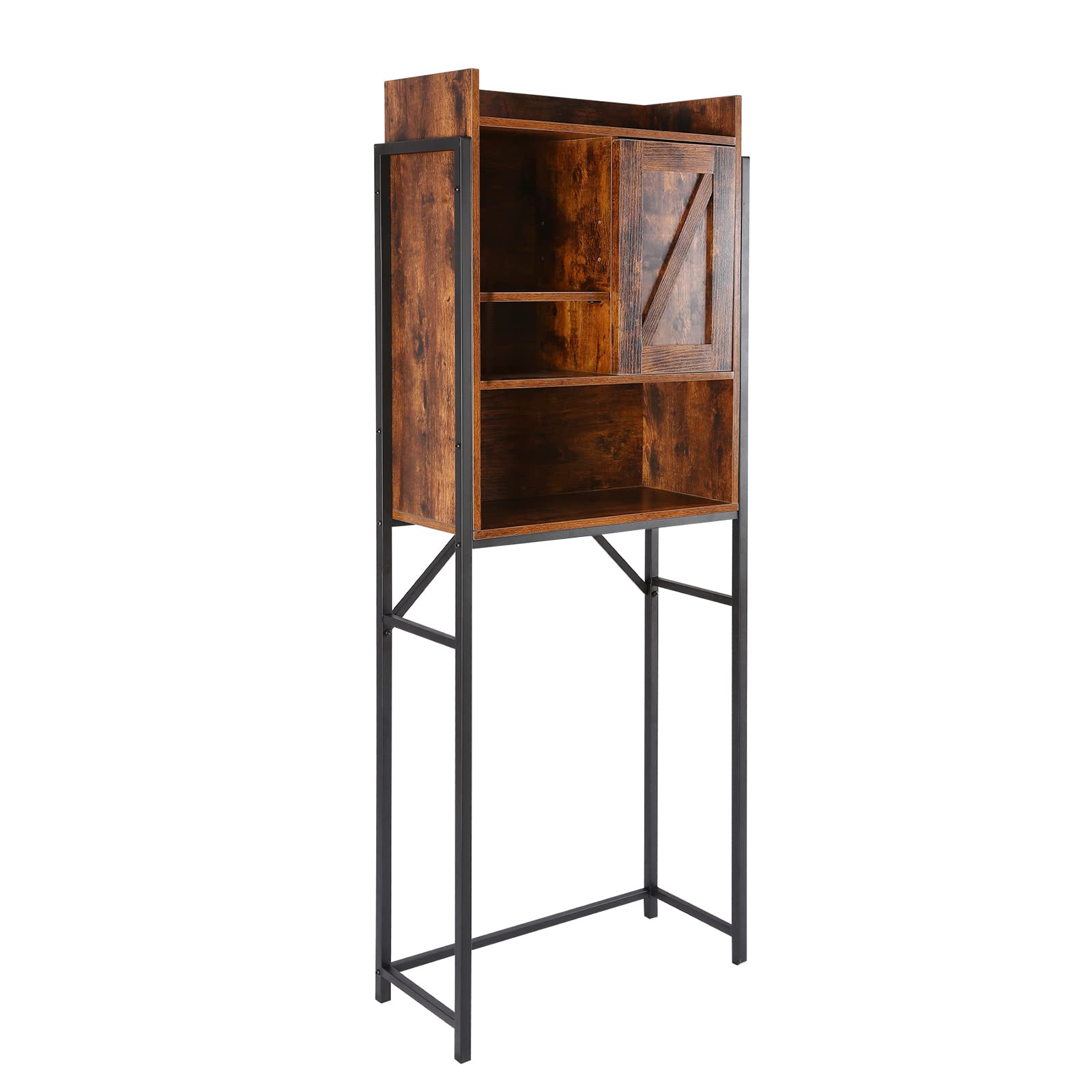 Over The Toilet Shelf, Open Shelves and Small Cabinets Bathroom Space Saver Over Toilet Multifunctional Storage Rack Above Toilet, Easy to Assembly, Rustic Brown