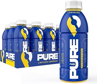 Pure Fuel Hydration Drinks Limitless Lemonade - Bebidas de electrolitos saludables a base de plantas con vitaminas B, sin azúcar añadida, paquete de 12 botellas de 16.9 onzas líquidas