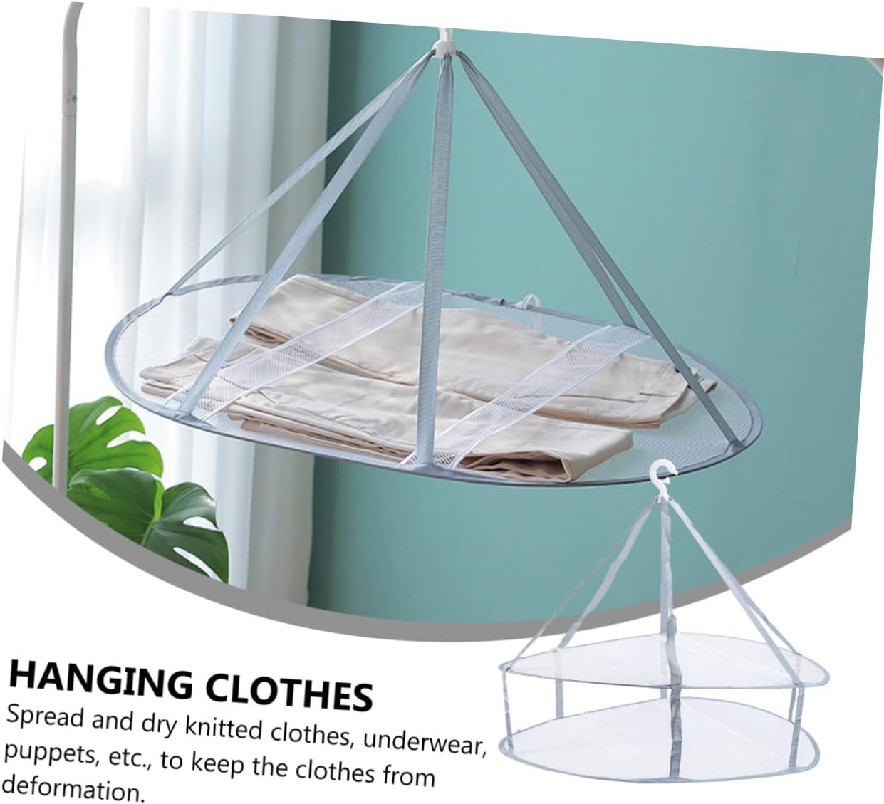 Operitacx 3pcs Hanging Clothes Drying Basket Set with Sock and Sweater Nets, Mesh Laundry Storage Hangers for Home Use, Stackable and Space-Saving Organizer