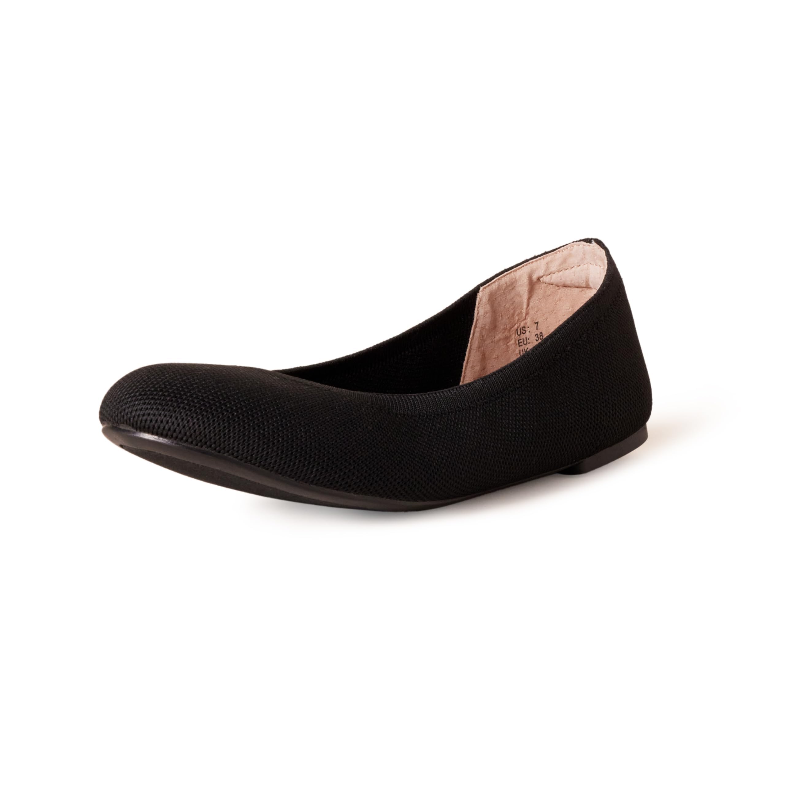 Amazon Essentials Women's Knit Ballet Flat, Black, 15