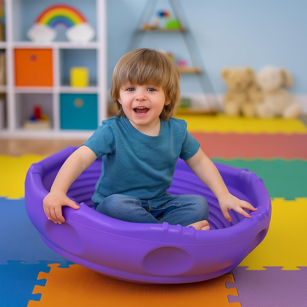 OK PLAY Wobble Disk for Kids | Balancing Board | with Popping Sound | Children Fitness Toy | 360 Degree Spin | Rocking Disk | Climber | Indoor Outdoor Games | Medium | 2 Years+ | Purple