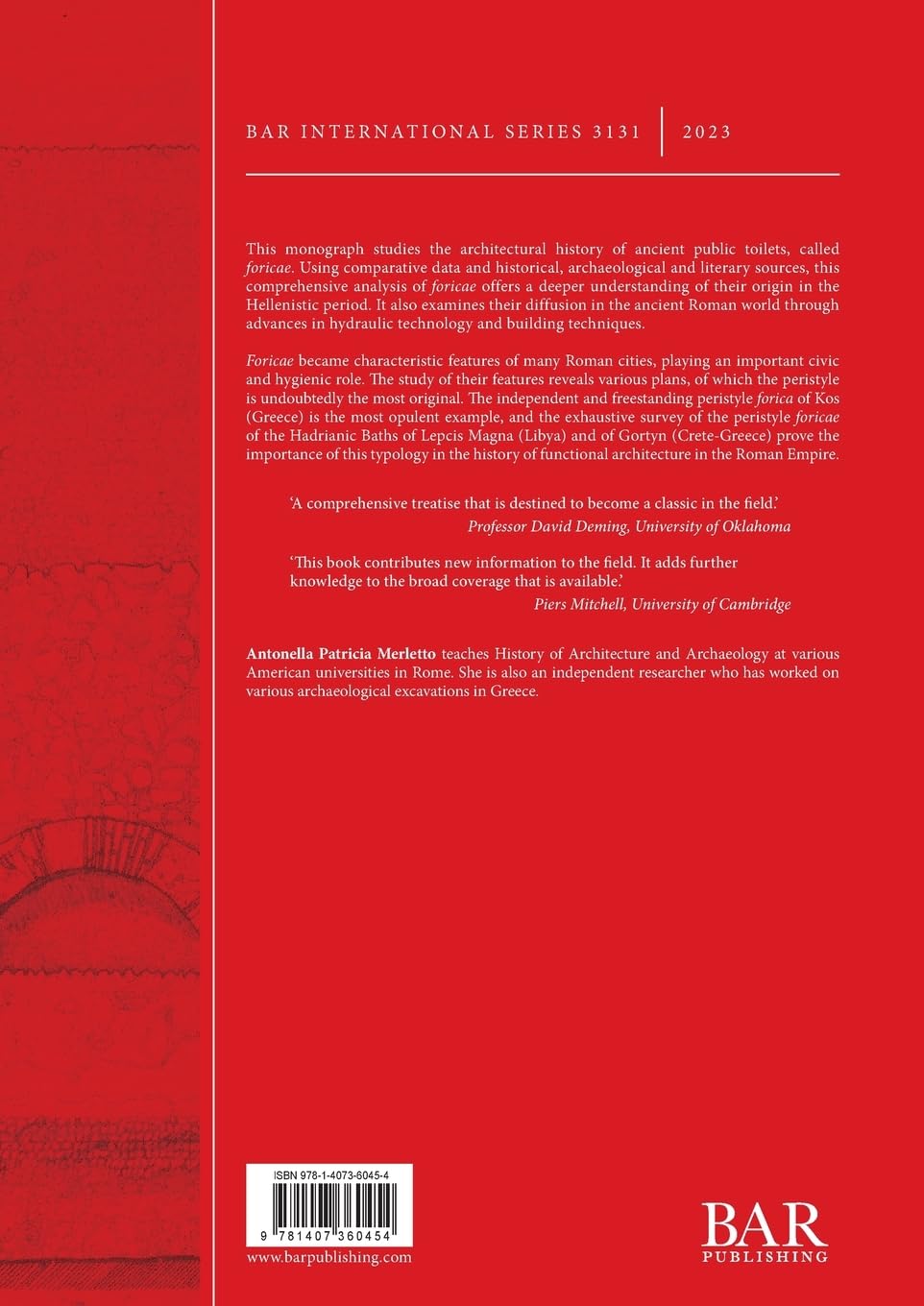 Public Toilets (Foricae) and Sanitation in the Ancient Roman World: Case studies in Greece and North Africa (International)
