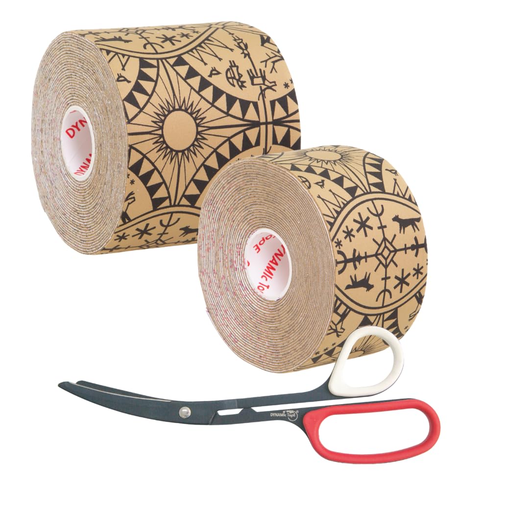 Dynamic Tape Powerband Bundle 3 2 Beige Biomechanical Sports Tape Scissors Ultimate Recoil Support Tape for Muscles Tendons