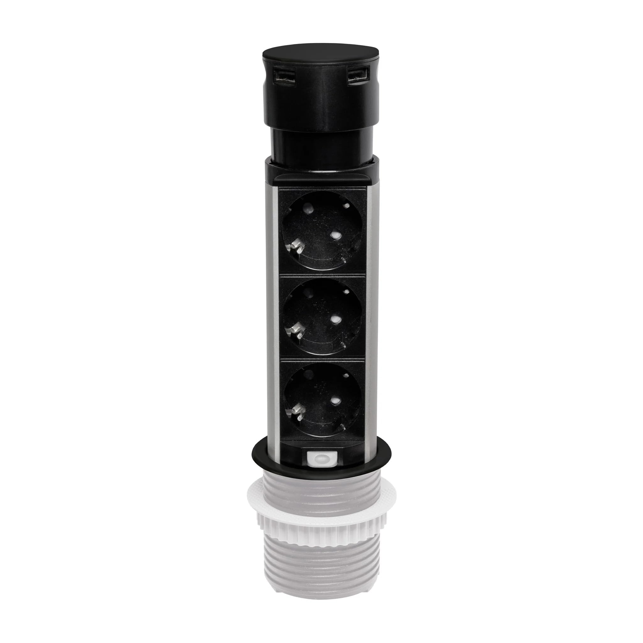 Plastrol x Amslight gniazdko do zabudowy meble z 3 gniazdami Schuko i 2 portami ładowania USB-A
