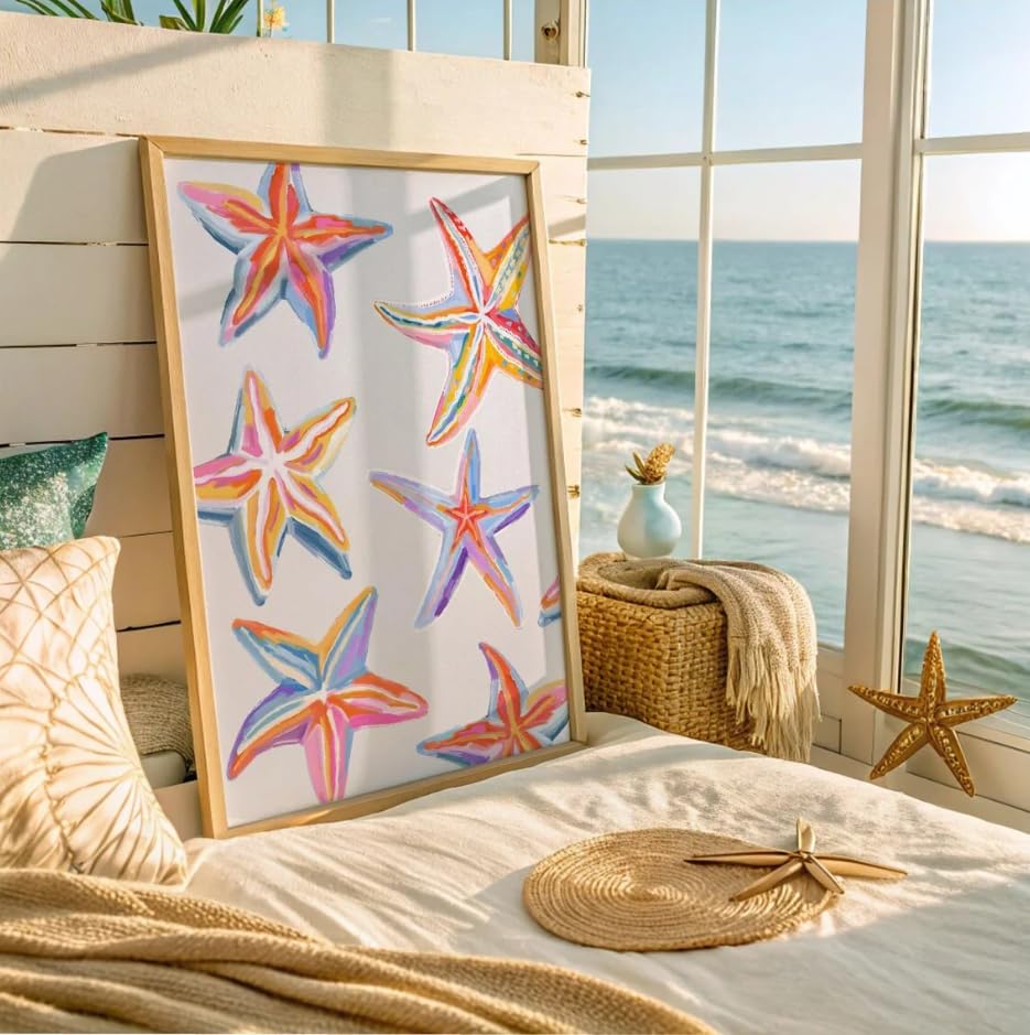 Décoration murale ludique étoiles de mer Rumlly 60x90cm multicolore