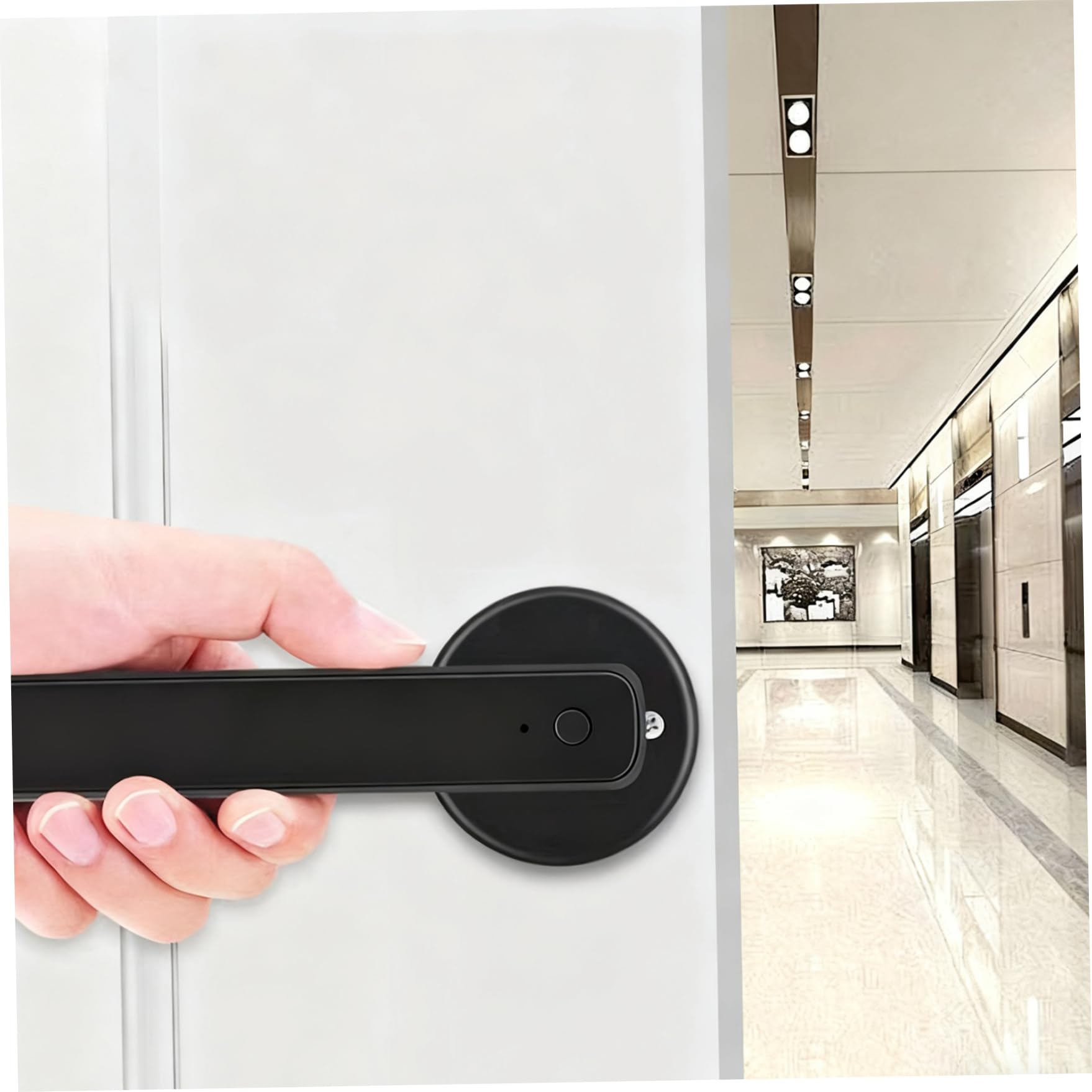 Serrure de porte à empreintes digitales, poignée de porte intelligente avec digitale/application/Code/clés, serrure à clavier électronique pour chambre coucher, maison, hôtel, bureau, a