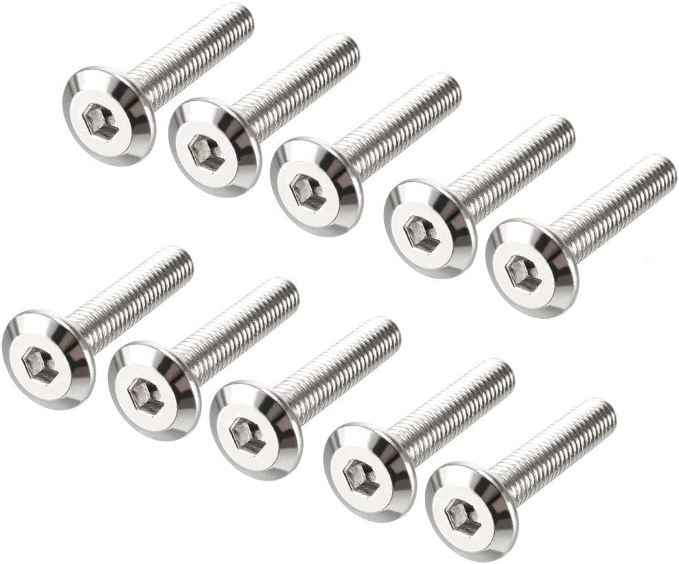 sourcing map M6x30mm Furniture Bolts Hex Socket Screws Fastener Carbon Steel 10pcs