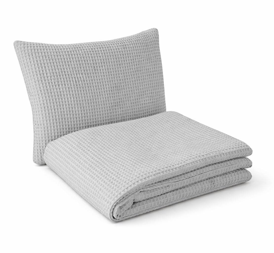 Babynestchen Neugeborene – 5-teiliges Baby Set mit Babynest aus Waffelpique Baumwolle – Nestchen Baby für Babybett & Kinderbett – Babykokon Tragbar – OEKO-TEX zertifiziert – Zubehör Babybett - Grau