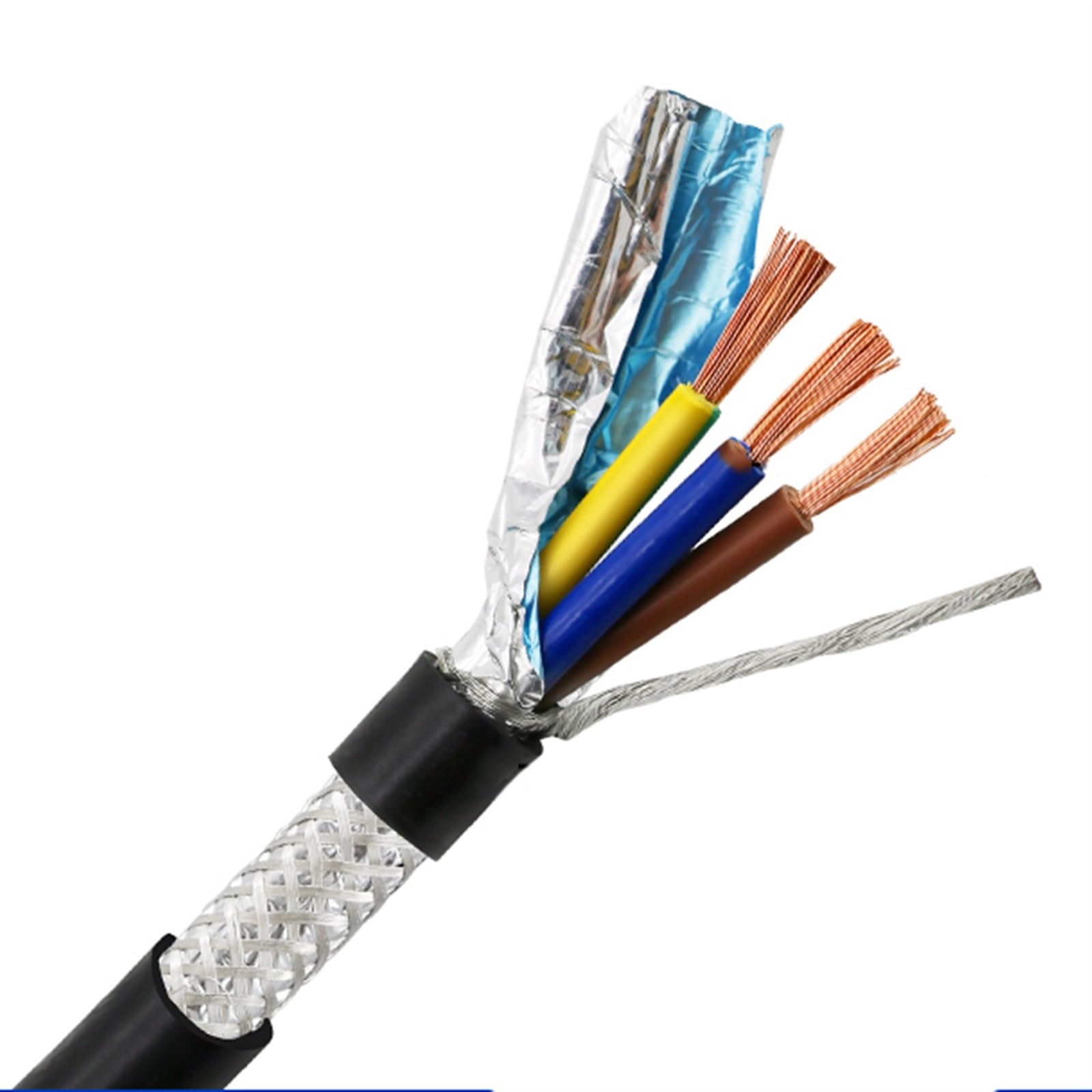 Outdoor Extension 2meters Control Signal Line 2 3 4 5 6 7 8 10 12 14 16 20 24 Core PVC Cable 22AWG 0.3 0.5 0.75mm Shielded Wire Solar sheathed(Black0.2mm,3-core)
