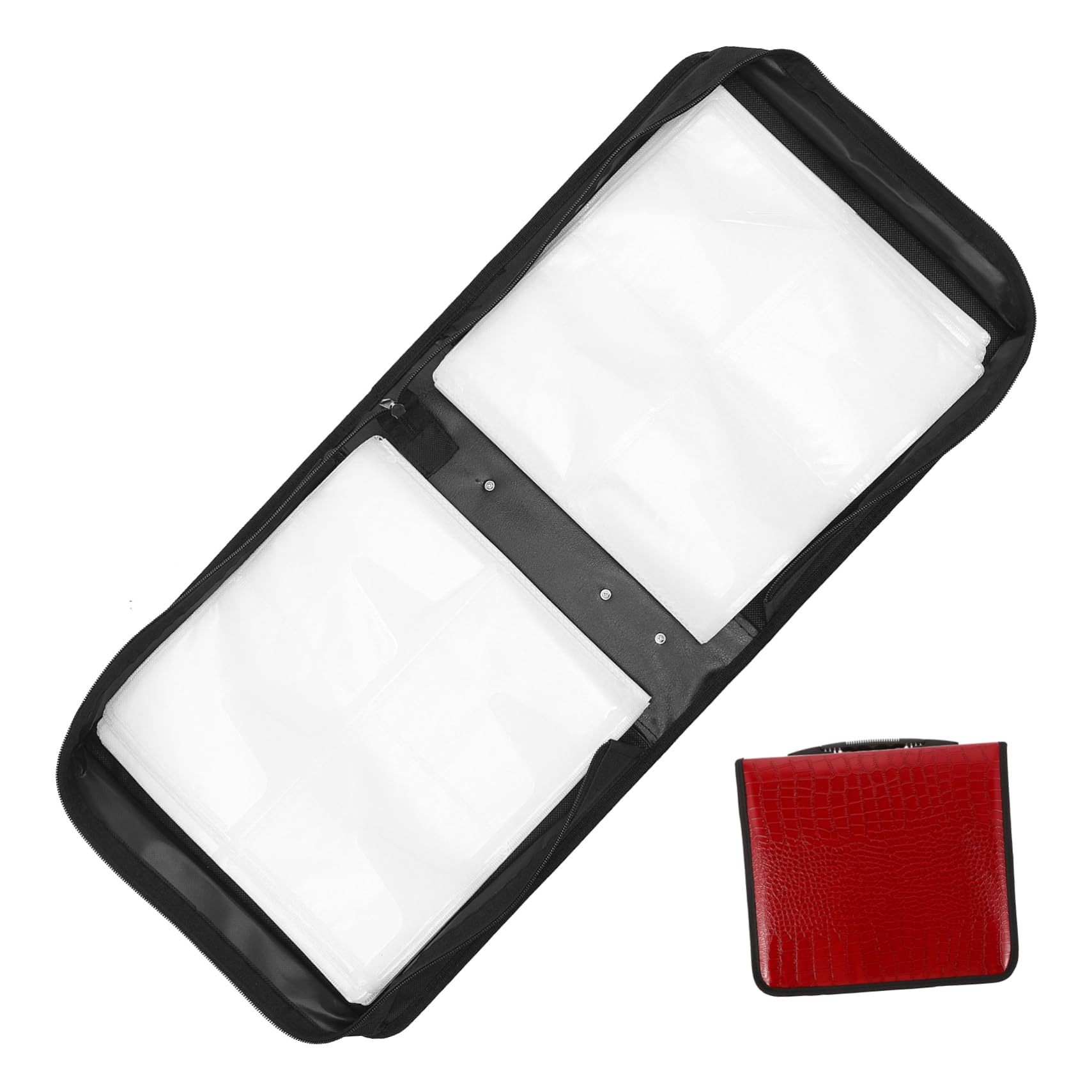 Ciieeo Capacité Pochette Grosse en PU Pièces CD 200 Rouge