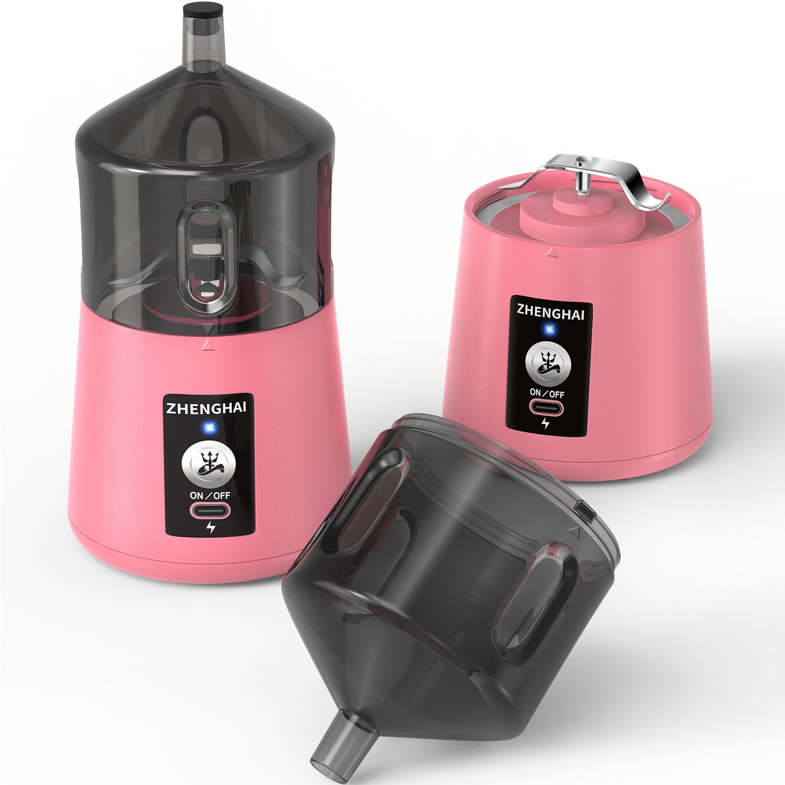ZHENGHAI Electric Herb Grinder 150W Spice Grinder USB-C Rechargeable, Compact Size, Easy On/Off. Fast Grinding Dry Spices Herbs, with Pulse Mode and Cleaning Brush (Pink)