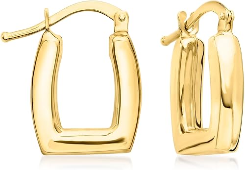 Pure Collection by Ross-Simons - Pendientes de aro cuadrados de oro amarillo italiano de 14 quilates