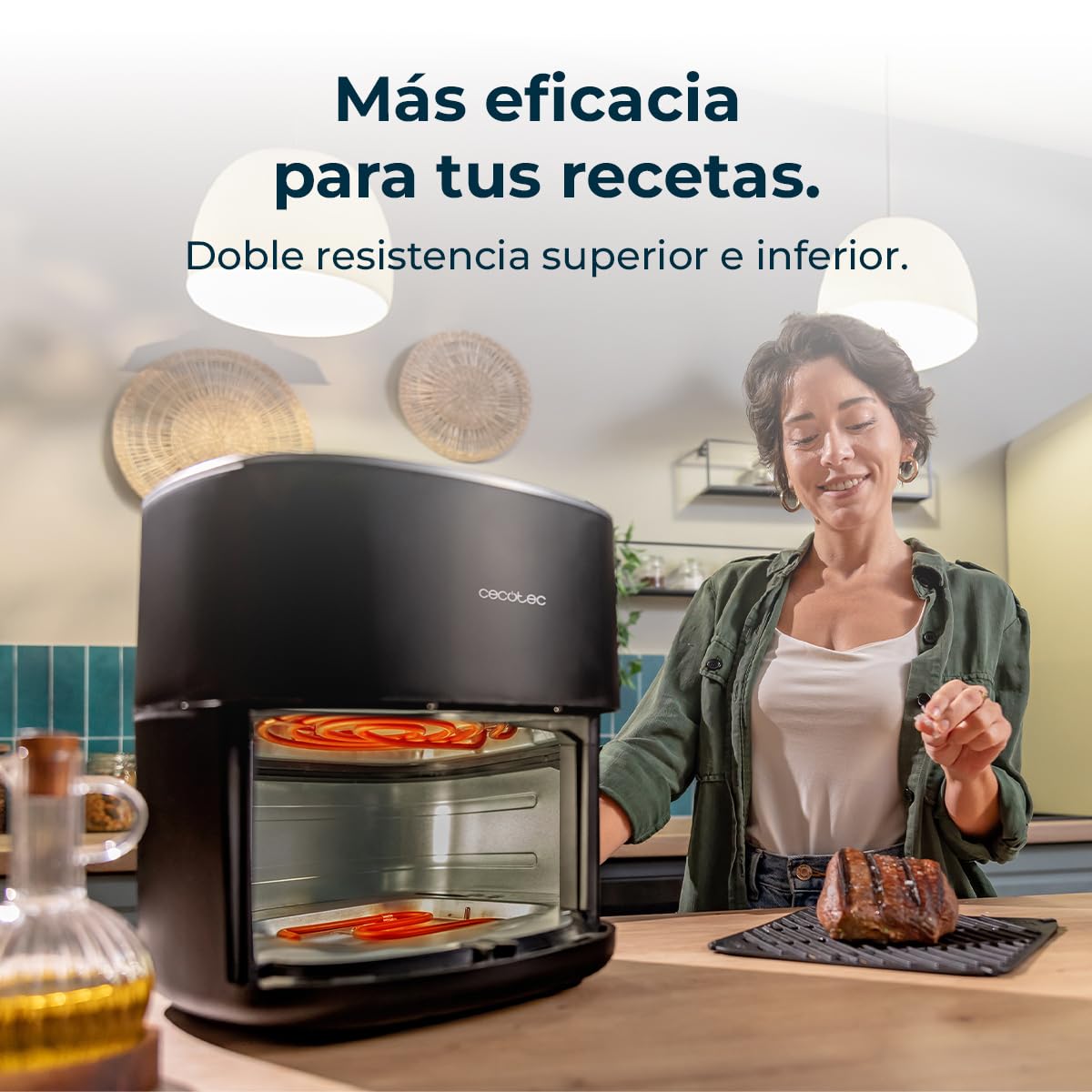 Cecotec Freidora de Aire sin Aceite 6,5L con Doble Resistencia Cecofry&Grill Duoheat 6500 Plus. 2200W, Air Fryer, Grill y Plancha, Pizzas, Ventana Visualización, 12 Menús, Temperatura 40-200°C — view 4