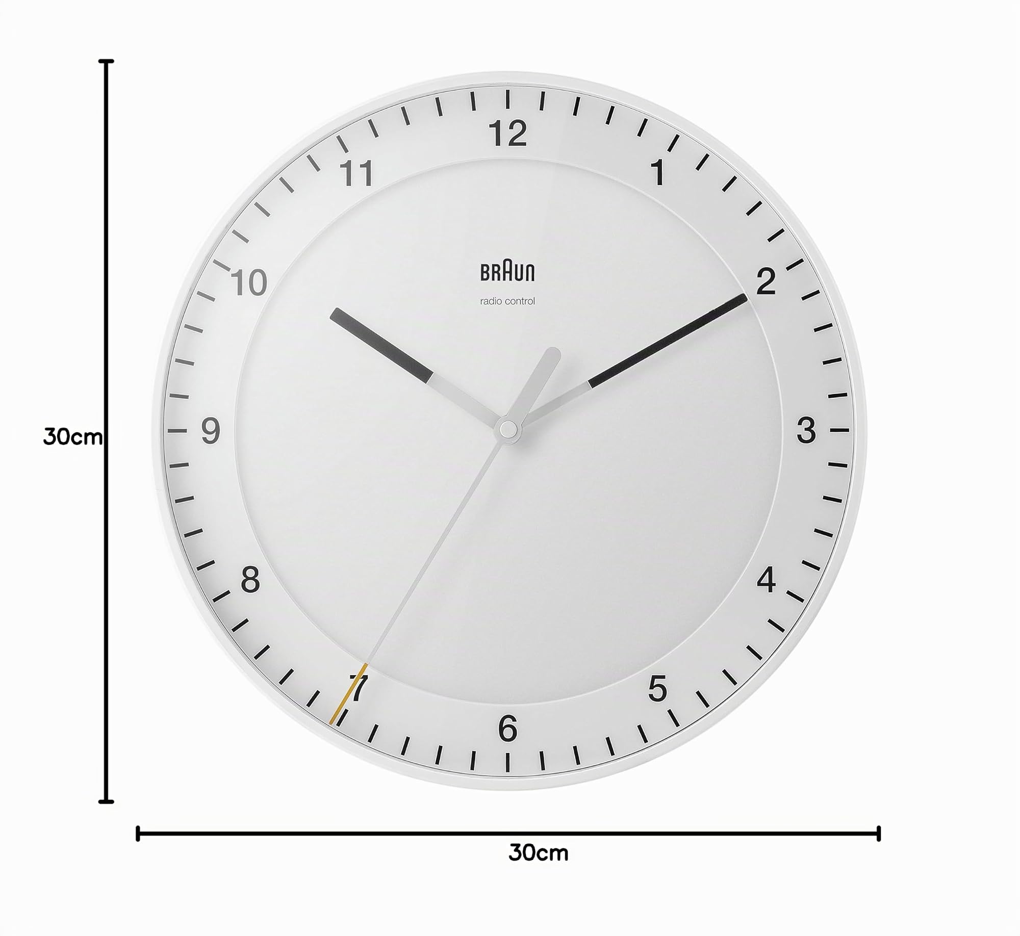 Braun Reloj de Pared clásico controlado por Radio Zona con Hora Central Europea (DCF) con Movimiento de Agujas silencioso, de fácil Lectura diámetro del 30 cm en Blanco, Modelo BC17W-DCF.