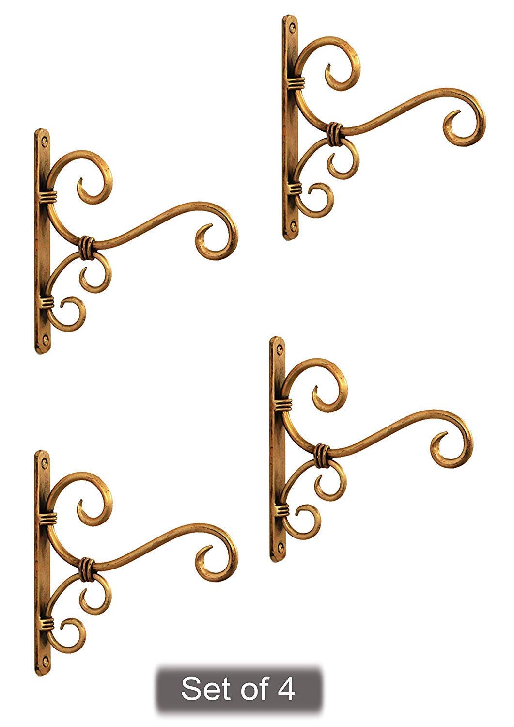 Antique Wall Hooks for Hanging – Decorative Metal Hooks for Wall | Vintage Iron Hook for Hanger, Key Holder, Coat, Hat, Planter, Towel | Heavy Duty Rustic Wall Mount Brackets (Set of 4)