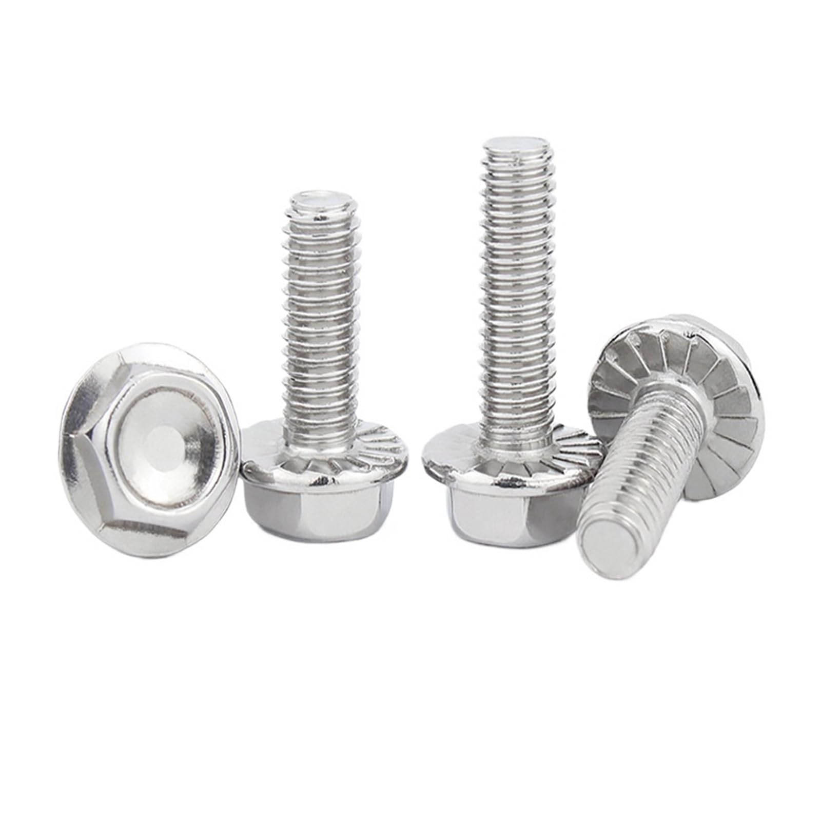 1/10pz M4 M5 M6 M8 M10 M12 A2 304 Acciaio inossidabile Testa esagonale con flangia dentellata Vite a testa esagonale Rondella GB5789 Bullone 8-50mm(50mm,10pcs M8)