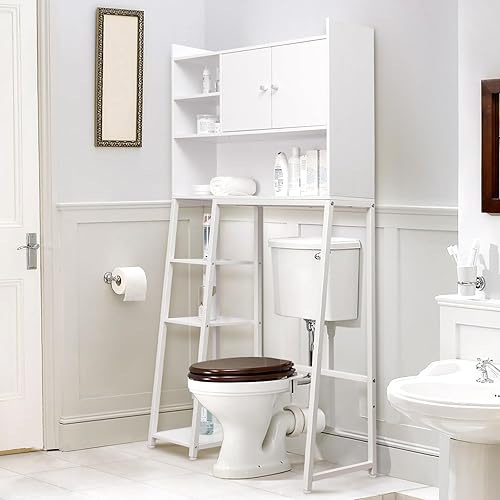 Gabinete de almacenamiento sobre el inodoro, organizador de baño sobre el inodoro con soporte de papel higiénico, organizador de baño sobre el