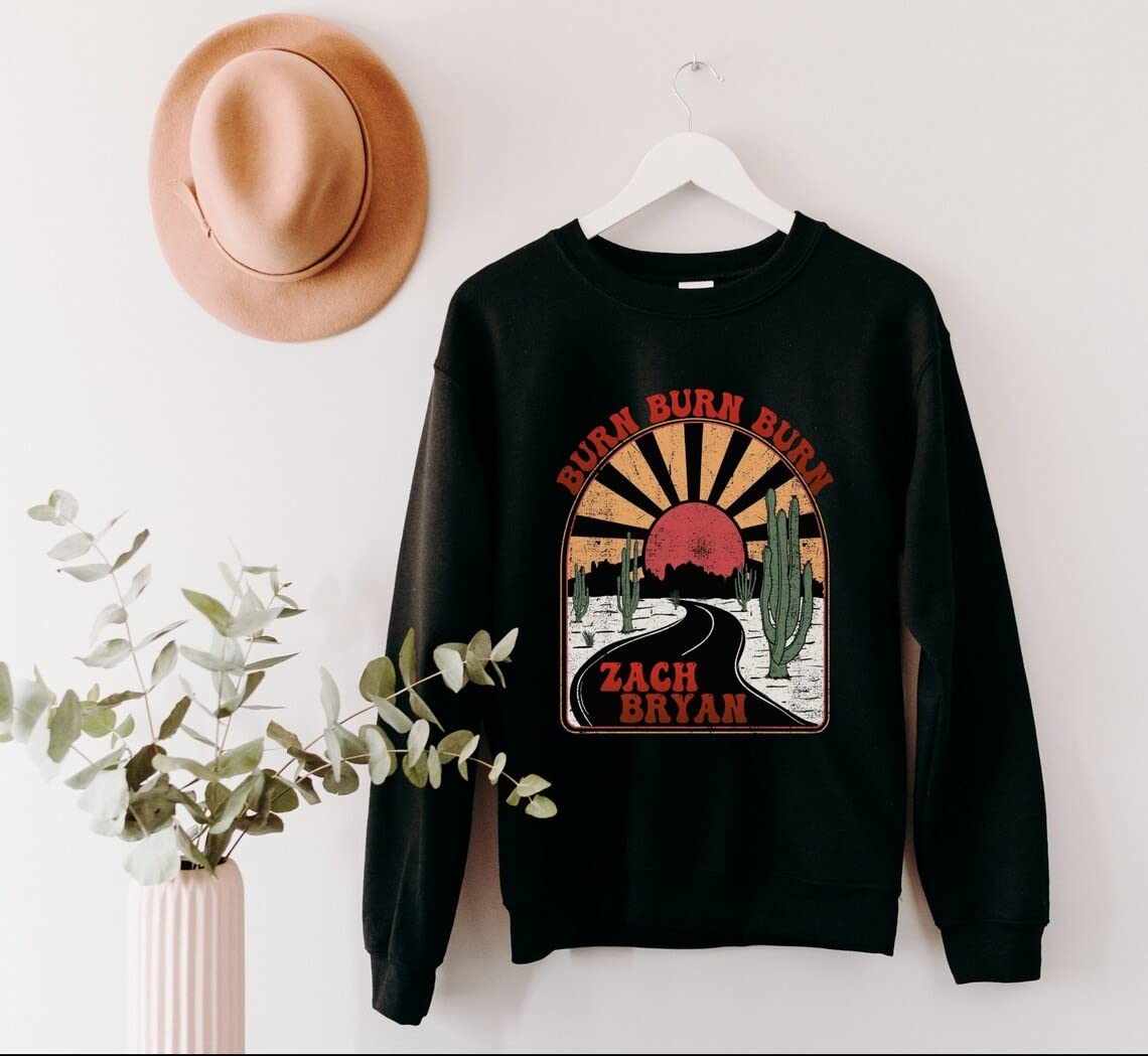 Vintage Zach%Bryan% Burn Burn Burn Tour Sweatshirt, Zach%Bryan% Sweatshirts, Something In The Orange Shirt, Summer Tour 2023Tshirt,Country Music Sweater 2