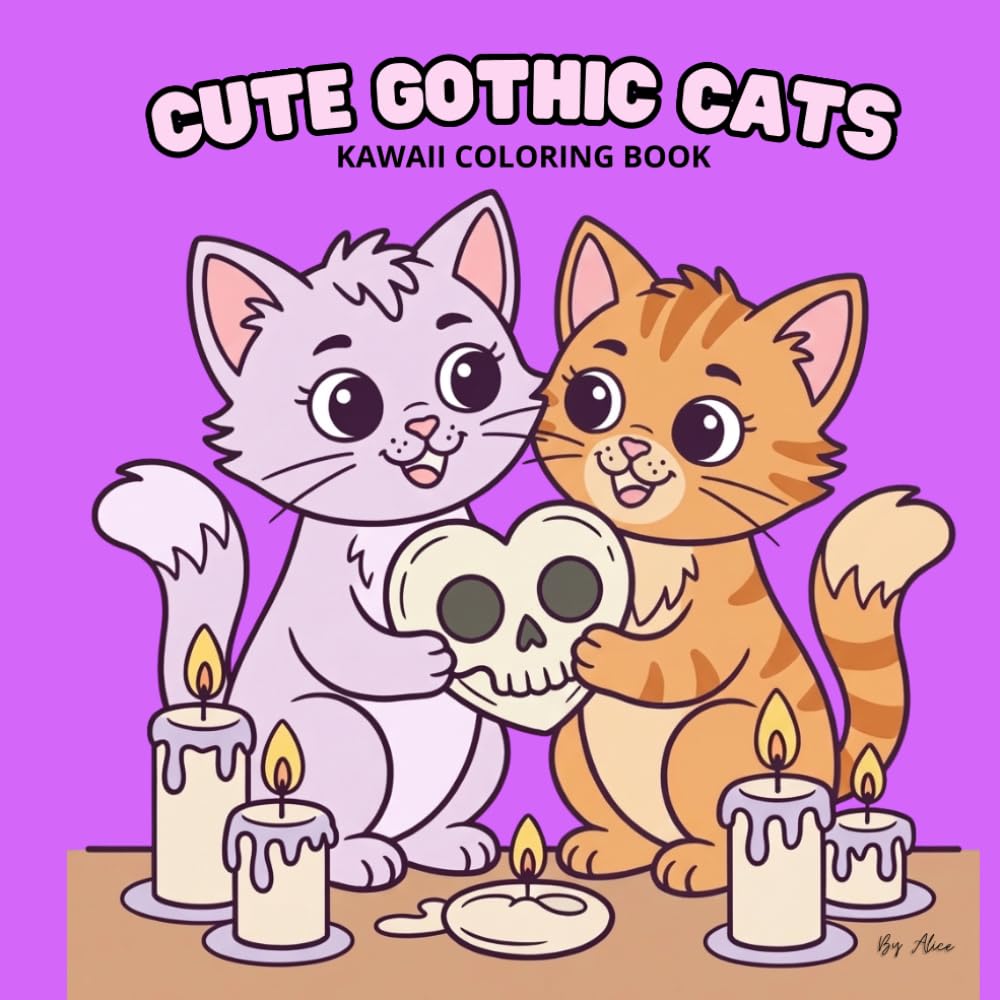 Cute Gothic Cats - Kawaii Coloring Book: A Creepy Cute Experience for Adults with Spooky Cats, Magic Potions, and Cozy Horror Scenes in a Bold and Easy Style