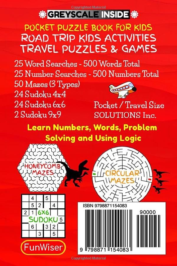 Pocket Puzzle Book for Kids - Variety Puzzles & Activity Book - Pocket Edition: 150 Puzzles - Travel Size - Word Search, Number Search, Mazes (3 ... Travel Games (FunWiser - Pocket Puzzle Books) - Image 2