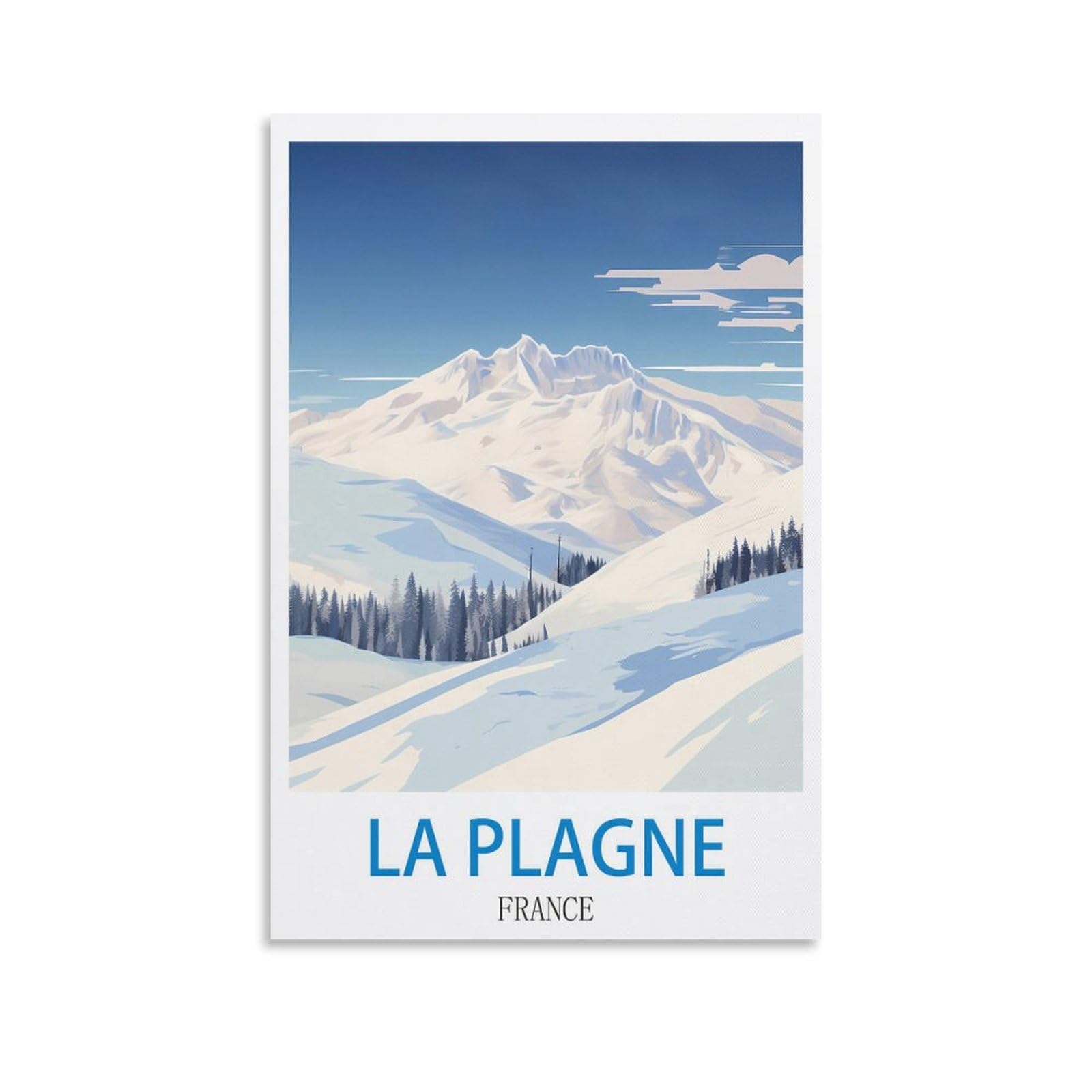 Fzyuen Unframe-Style La Plagne France Vintage Travel Posters Ski 08X12inch(20X30cm) Canvas Wall Art Prints For Wall Decor Room Decor Bedroom Decor