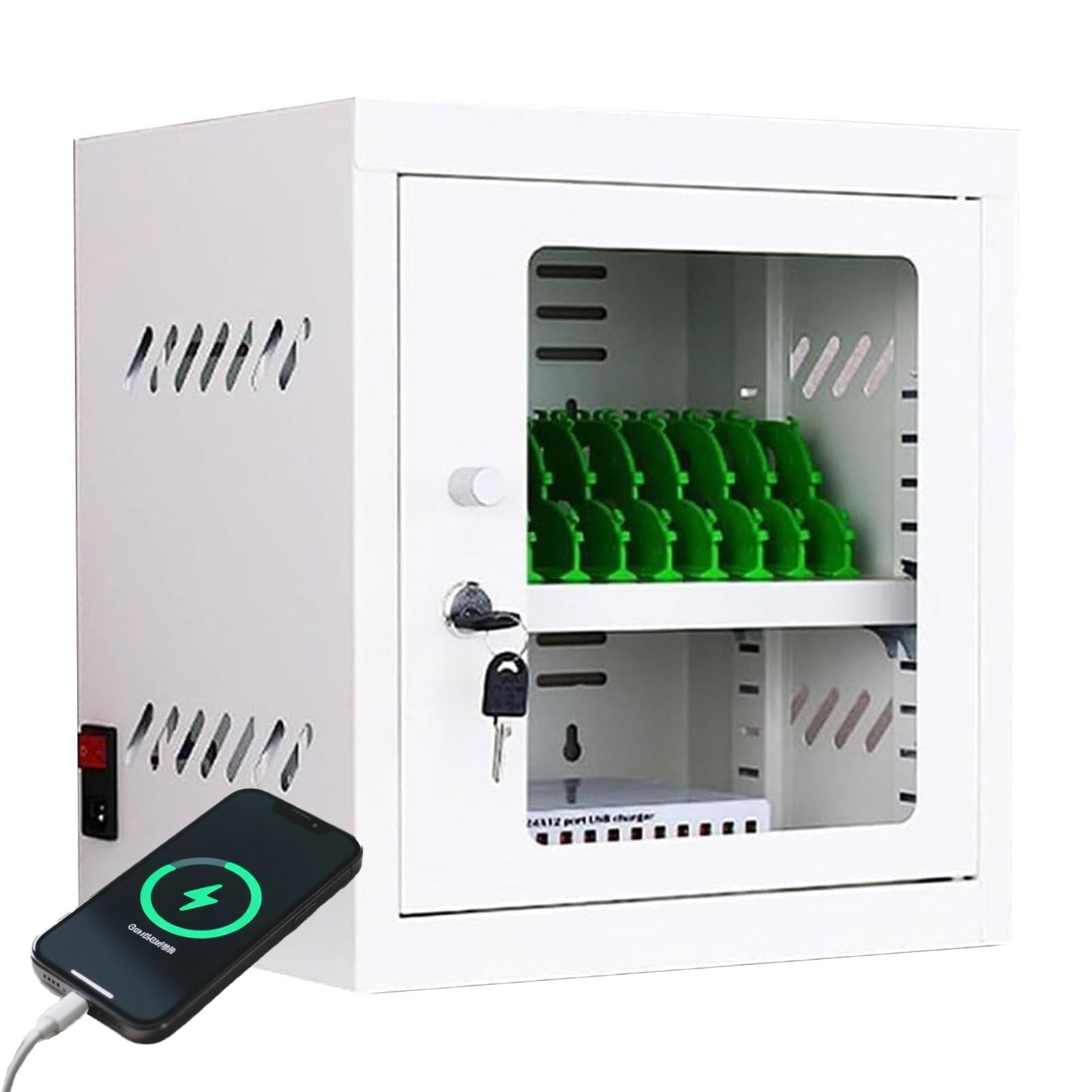 Cell Phone Charging Stations Rechargeable Mobile Phone Charging Cabinet 12-60 Slot Device Mobile Charging Station And Storage Cart, Portable Cellphone Charging Locker, For Students And Employees